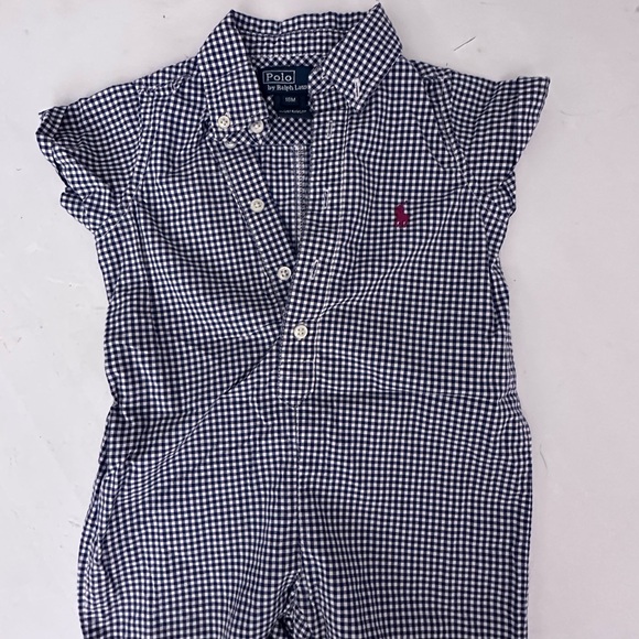 Ralph Lauren Blue Checkered Baby Outfit - Picture 1 of 3